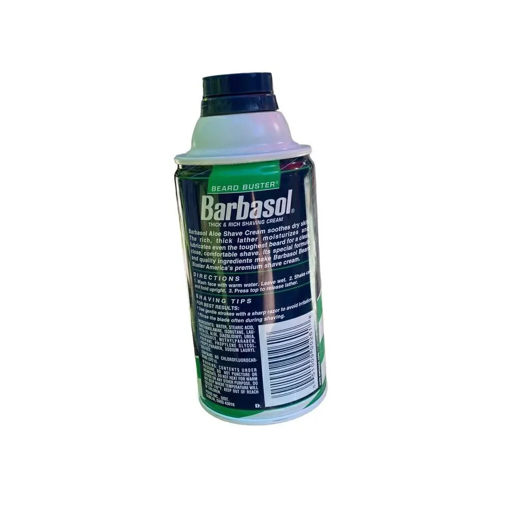 Vintage BARBASOL Thick & Rich Shaving Cream Beard Buster Soothing Aloe 11oz RARE